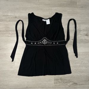 Vintage No Boundaries Black Tank-Top w/ Ties - Junior L